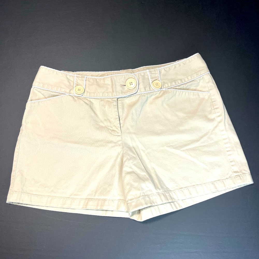 Ann Taylor Cream Sailor-Style Button Shorts